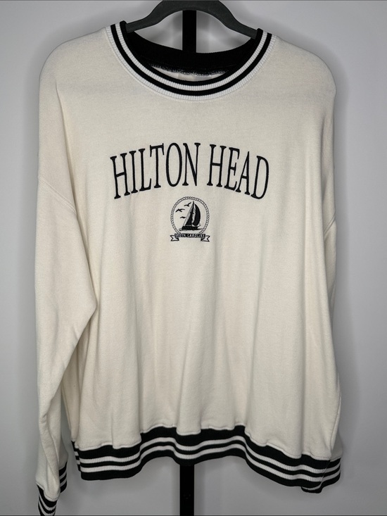 Altar'd State Tops - Altar'd State Cream & Black 'Hilton Head' Striped Crew Sweatshirt